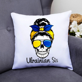 Подушка декоративная с принтом "Ukrainian Sis" Белый Кавун П000415