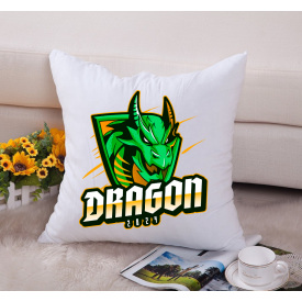 Подушка декоративная с новогодним принтом "Year of the Dragon 2024. Дракон 2024" Push IT Белый Кавун П000708