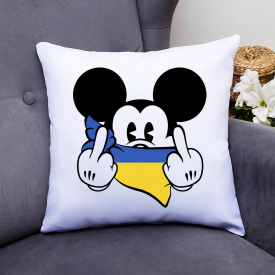 Подушка декоративная с принтом "Микки Маус в сине-желтой повязке" Push IT Белый Кавун П000586