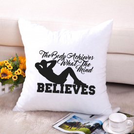 Подушка декоративная с принтом "The body Achieves what the mind believes" Push IT Белый Кавун П000622