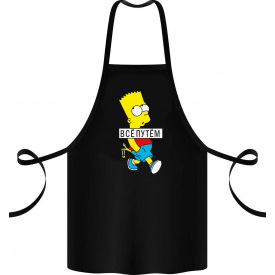 Фартук с принтом Арбуз Все путем Барт симпсон 68 см Черный