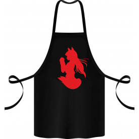 Фартук с принтом Арбуз Девушка-лиса 68 см Черный