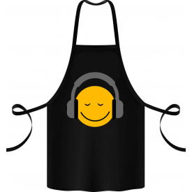 Фартук с принтом Арбуз Смайл в наушниках 68 см Черный