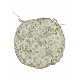 Круглая подушка на стул Прованс Тереза Листочки 40 см Зеленый/молочный (8501)