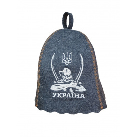 Банная шапка Luxyart "Козак з шаблями" натуральный войлок серый (LA-911)