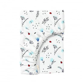 Простыня на резинке 120х200 см BLUE WILDFLOWERS Cosas белый