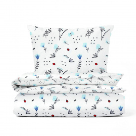 Детский комплект без простыни Cosas BLUE WILDFLOWERS Ранфорс 110х140 см Белый