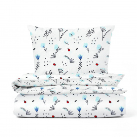 Подростковый комплект без простыни Cosas BLUE WILDFLOWERS Ранфорс 155х215 см Белый