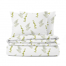 Полутораспальный комплект без простыни Cosas GREEN FOLIAGE Ранфорс 160х220 см Зеленый