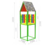 Вежа Tobi Sho металева вулична з дахом та дерев'яними перилами 700х700х2800 мм