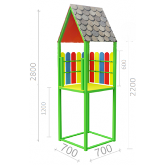Башня Tobi Sho металлическая уличная с крышей и деревянными перилами 700х700х2800 мм
