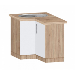 Тумба угловая кухонная №2 с врезной мойкой МАКСИ МЕБЕЛЬ Дуб сонома/Белый (5103421) Киев