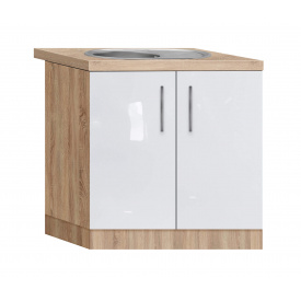 Тумба-мойка с врезной мойкой МДФ 800 МАКСИ МЕБЕЛЬ Дуб сонома/Белый (5103435)