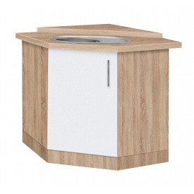 Тумба угловая кухонная №1 с врезной мойкой МАКСИ МЕБЕЛЬ Дуб сонома/Белый (5103420)