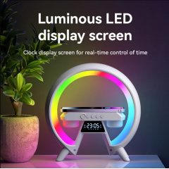Настольная аккумуляторная смарт лампа со встроенным аккумулятором UKC Smart RGB 15W Light Sound Machine Bluetooth Белая Київ