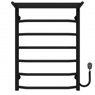 Полотенцесушитель электрический Трапеция с полкой П7 500х700 Deffi Черный EF16 (C.TP.60.50.5.E.B.R.5)
