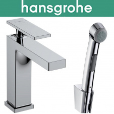 Смеситель Hansgrohe (art 73210000) для раковины однорычажный, с ручным душем для биде та душевым шлангом, Tecturis E 110, Хром
