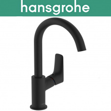 Смеситель Hansgrohe (art 71131670) для раковины однорычажный, с поворотным изливом без сливного комплекта, Logis 210, Чёрный мат