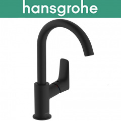 Смеситель Hansgrohe (art 71131670) для раковины однорычажный, с поворотным изливом без сливного комплекта, Logis 210, Чёрный мат Фастів
