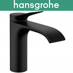 Смеситель Hansgrohe (art 75020670) для раковины однорычажный, с сливной гарнитурой, Vivenis 110, Чёрный мат Буча