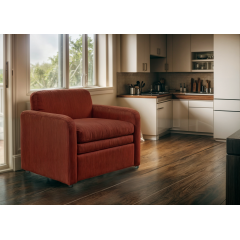 Диван Tobi Sho Юниор-1.4 для гостиной раскладной мягкий велюр Magic Terracotta, 1580х800х800 мм Буча