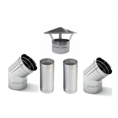 Комплект для буржуйки димоходу Termico Ø100 труба 2 шт L1000 мм коліно 45 градусів 2 шт грибок Львів