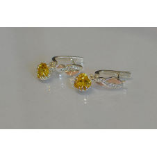 Сережки серце Sil в руках 102s-14 Цитрін (Sil-945)