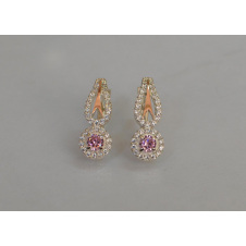 Серебряные серьги Sil с золотыми пластинами 135s-15 Розовый (Sil-1186)