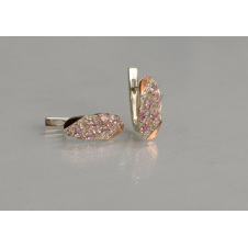 Серебряные серьги Sil с золотыми пластинами 116s-8 Розовый (Sil-1258)