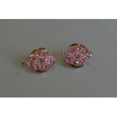 Серьги серебренные Sil Myau с золотыми вставками 082s-4 Розовый (Sil-689) Ивано-Франковск