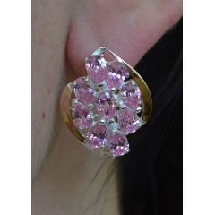 Серьги серебренные Sil Myau с золотыми вставками 082s-4 Розовый (Sil-689) Ивано-Франковск