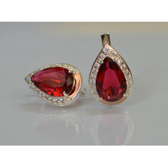 Срібні сережки Sil із золотими пластинами 038s2-6 Червоний (Sil-1210) Київ