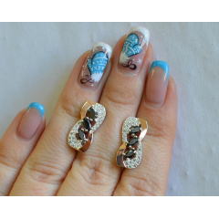 Серебряные серьги Sil с золотыми пластинами 120s-15 Черный (Sil-813) Лубны