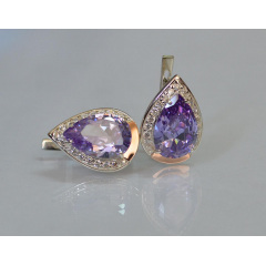Серебряные серьги Sil с золотыми пластинами 038s2-10 Фиолет (Sil-1214) Киев