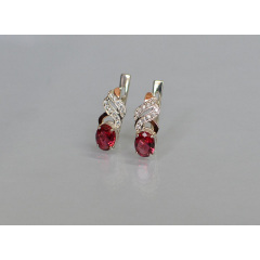 Серебряные серьги Sil с золотыми накладками 117s-10 Красный (Sil-768) Хмельник
