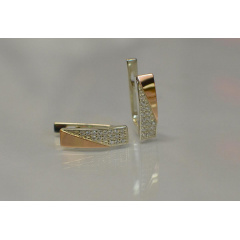 Серьги из серебра Sil с золотыми вставками 129s Прозрачный (Sil-814) Черноморск