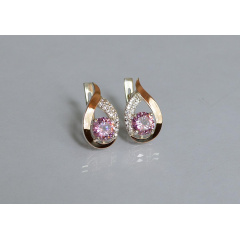Серебряные серьги Sil с золотыми накладками 144s-8 Розовый (Sil-1163) Михайловка