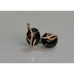 Срібні сережки з зеленими накладками 150s-4 Чорний (Sil-1094) Київ