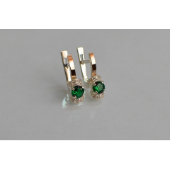 Серебряные серьги Sil с золотом 137s-7 Зеленый (Sil-1225) Каменское
