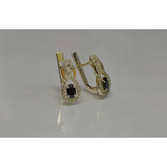Серебряные серьги Sil с золотыми вставками 125s-13 Черный (Sil-797) Вараш