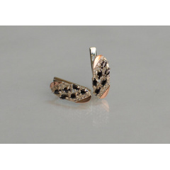 Серебряные серьги Sil с золотыми пластинами 116s-14 Черный (Sil-1264) Новая Каховка
