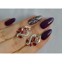 Серебряные серьги Sil с золотыми пластинами 152s-3 Красный (Sil-1062) Вышгород
