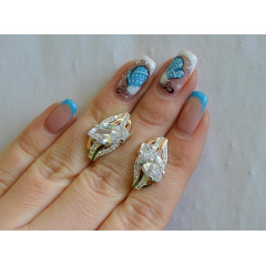 Серебряные серьги Sil с золотыми пластинами 114s-3 Белый (Sil-835) Изюм