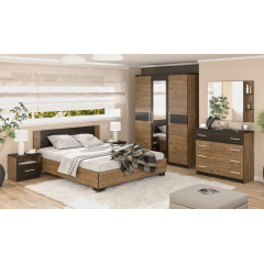 Комод + дзеркало Меблі Сервіс 4Ш Вероніка Дуб апріл + Венге темний Вінниця