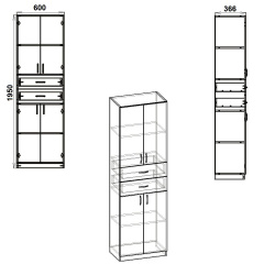 Шкаф книжный Компанит КШ-11 60х37х195 см Орех экко Хмельницкий