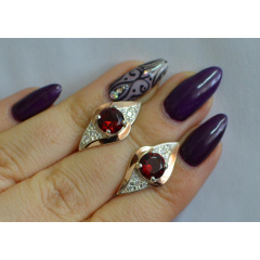 Серебряные серьги Sil с золотыми вставками 145s-1 Красный (Sil-1013) Ровно