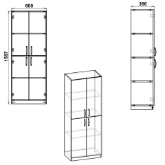 Шкаф книжный Компанит КШ-12 60х37х159 см Дуб сонома Киев