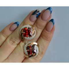 Серебряные серьги Sil с золотыми накладками 130s-10 Красный (Sil-741) Братское