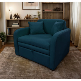 Диван прямой Tobi Sho Юниор-1.2 раскладной мягкий велюр Magic Deep Ocean, 1380х800х800 мм