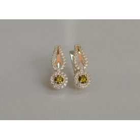 Серебряные серьги Sil с золотыми пластинами 135s-14 Желтый (Sil-1185)